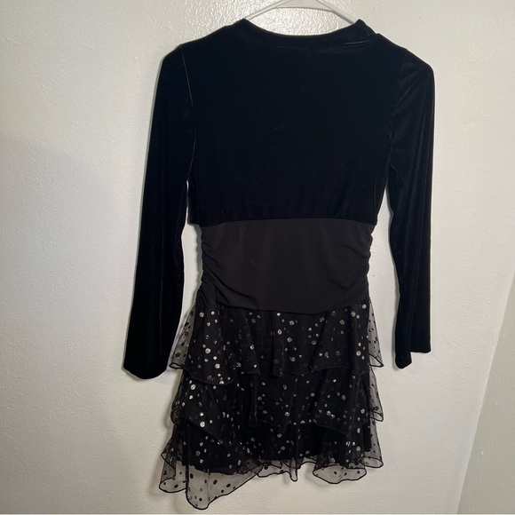 IZByer Formal Dress Black Silver Metallic Dots Velvet - Picture 7 of 11
